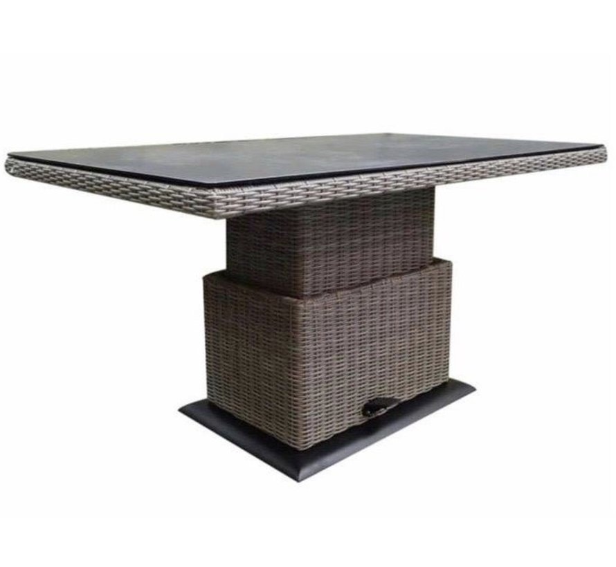Miami lounge-diningtafel 130x75xH47-71 cm in hoogte verstelbaar grijs