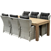 AVH-Collectie Ibiza Krista dining tuinset 240x100xH77 cm 7 delig verstelbaar wit