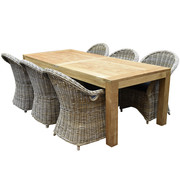 AVH-Collectie Macau Krista dining tuinset 240x100xH77 cm 7 delig rotan