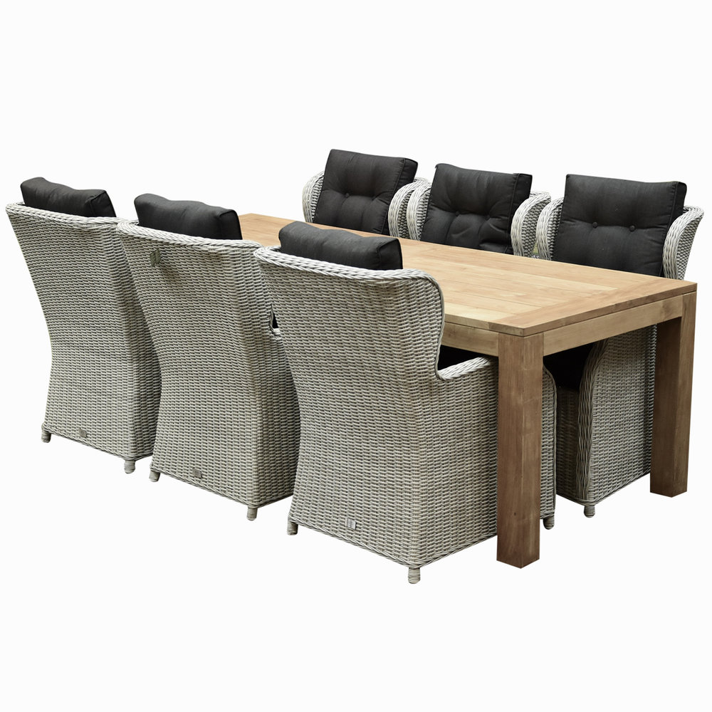 AVH-Collectie Ibiza Krista dining tuinset 240x100xH77 cm 7 delig wit AVH-Collectie Ibiza Krista dining tuinset 240x100xH77 cm 7 delig wit