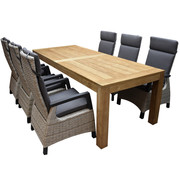 AVH-Collectie Tunis Krista dining tuinset 240x100xH77 cm 7 delig verstelbaar