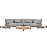 SUNS SUNS Evora hoek loungeset 6 delig light anthracite mixed weave / matt royal grey SUNS SUNS Evora hoek loungeset 6 delig light anthracite mixed weave / matt royal grey