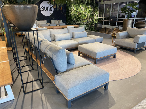 SUNS SUNS Evora hoek loungeset 8 delig light anthracite mixed weave / matt royal grey SUNS SUNS Evora hoek loungeset 8 delig light anthracite mixed weave / matt royal grey