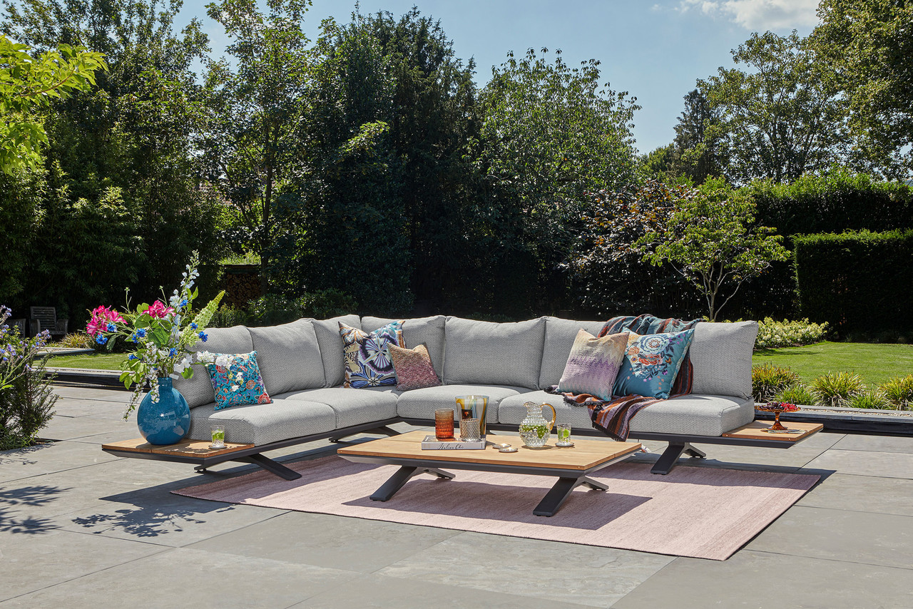 SUNS SUNS Stockholm hoek loungeset 3 delig light anthracite mixed weave / matt royal grey SUNS SUNS Stockholm hoek loungeset 3 delig light anthracite mixed weave / matt royal grey