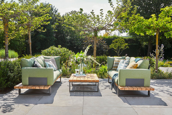 SUNS SUNS Nardo sofa loungeset 5 delig soft green mixed weave / matt royal grey SUNS SUNS Nardo sofa loungeset 5 delig soft green mixed weave / matt royal grey