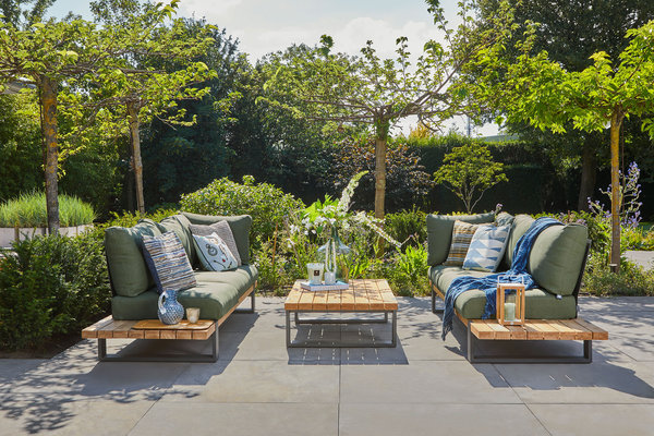 SUNS SUNS Nardo sofa loungeset 3 delig soft green mixed weave / matt royal grey SUNS SUNS Nardo sofa loungeset 3 delig soft green mixed weave / matt royal grey