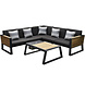 Higold Higold New-York hoek loungeset 4-delig zwart aluminium teak Higold Higold New-York hoek loungeset 4-delig zwart aluminium teak