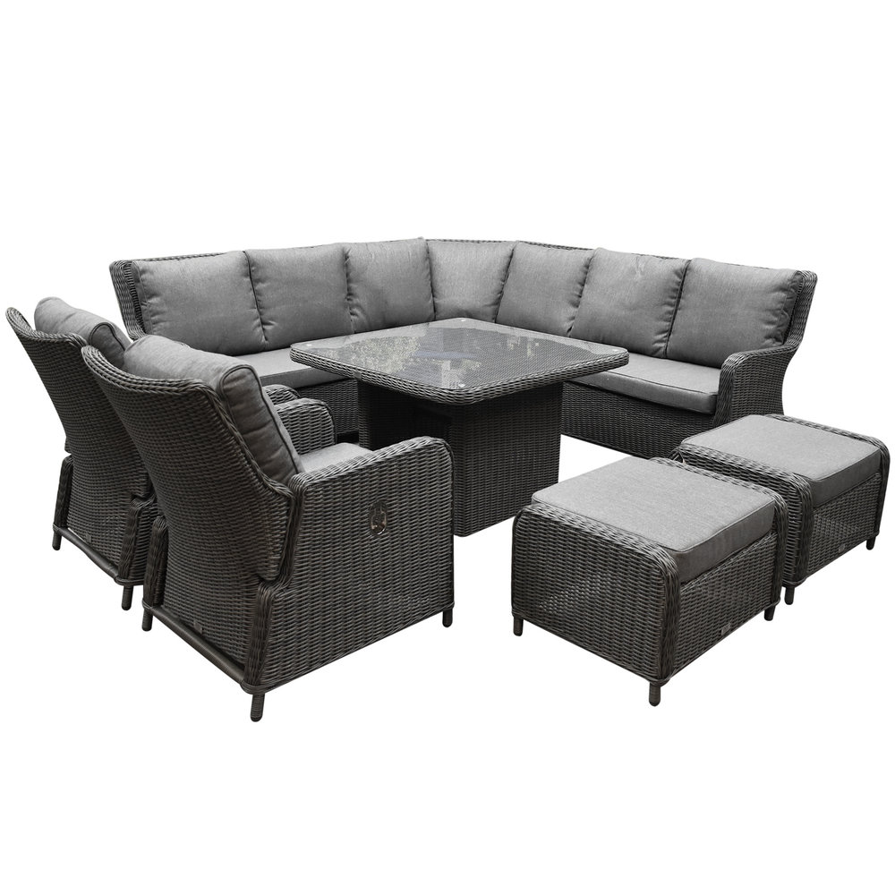 Bilbao premium dining loungeset 8 delig antraciet wicker Bilbao premium dining loungeset 8 delig antraciet wicker