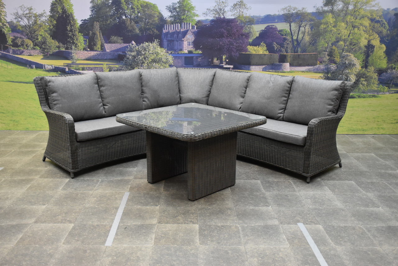 Bilbao premium dining hoekset 4 delig antraciet wicker Bilbao premium dining hoekset 4 delig antraciet wicker