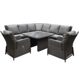 Bilbao Premium dining hoek loungeset 6 delig verstelbaar antraciet wicker Bilbao Premium dining hoek loungeset 6 delig verstelbaar antraciet wicker
