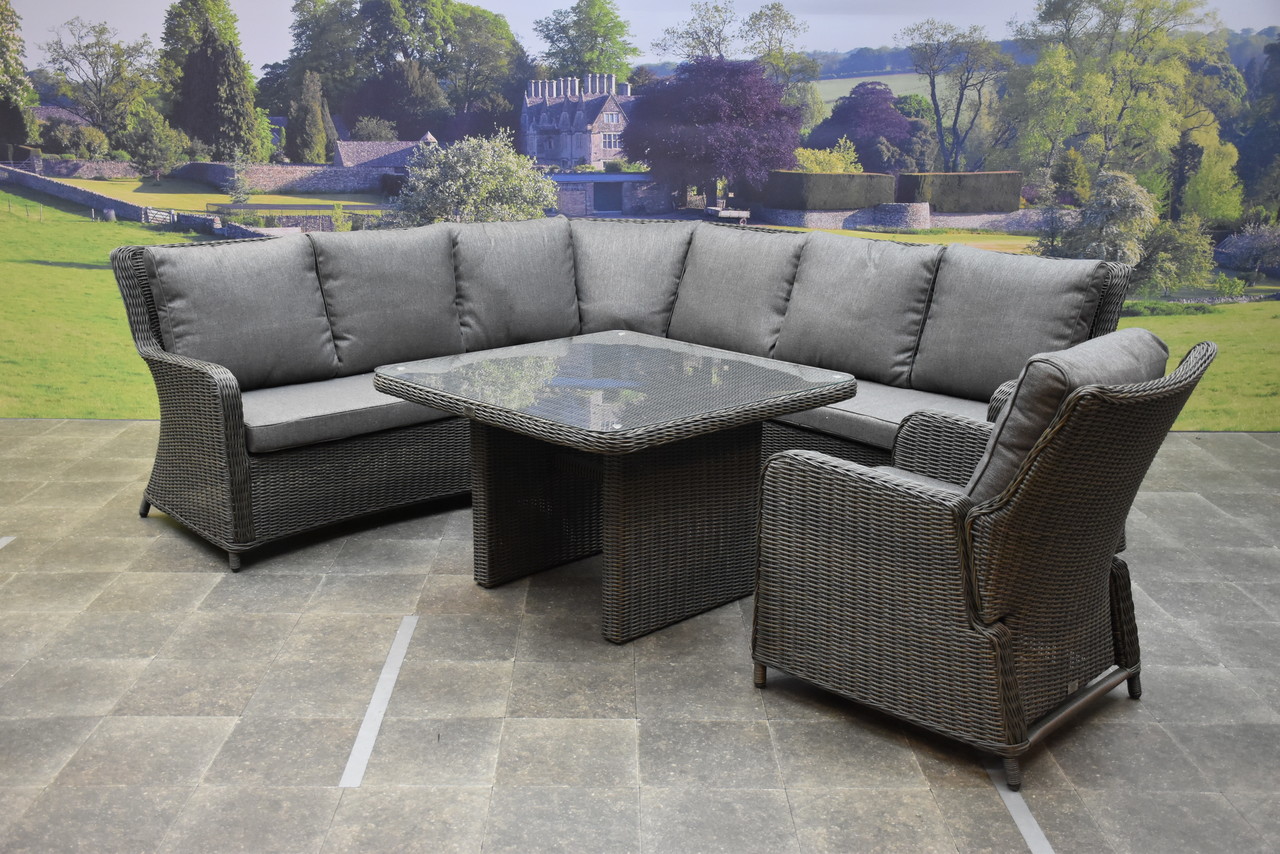 Bilbao Premium dining hoek loungeset 6 delig verstelbaar antraciet wicker Bilbao Premium dining hoek loungeset 6 delig verstelbaar antraciet wicker