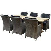 AVH-Collectie Darwin Geneva dining tuinset 240x100xH77 cm 7 delig grijs teak