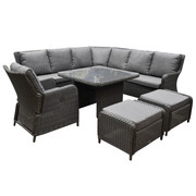 Bilbao Premium dining hoek loungeset 7 delig verstelbaar antraciet wicker