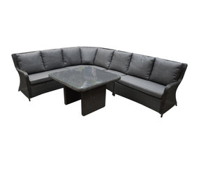 Bilbao premium dining hoek loungeset 5 delig antraciet wicker Bilbao premium dining hoek loungeset 5 delig antraciet wicker