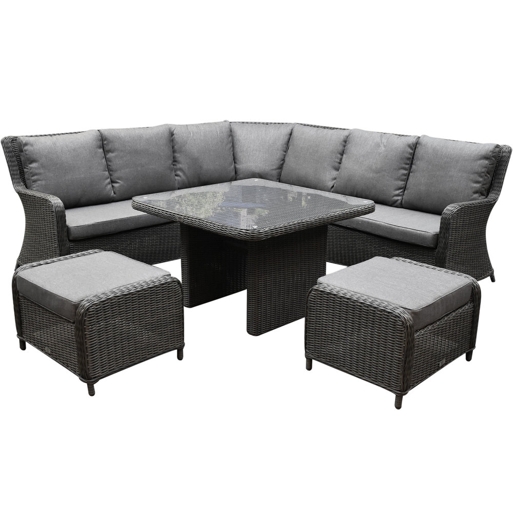 Bilbao premium dining hoek loungeset 6 delig antraciet wicker Bilbao premium dining hoek loungeset 6 delig antraciet wicker