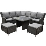 Bilbao premium dining hoek loungeset 6 delig antraciet wicker Bilbao premium dining hoek loungeset 6 delig antraciet wicker