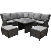 Bilbao premium dining hoek loungeset 6 delig antraciet wicker