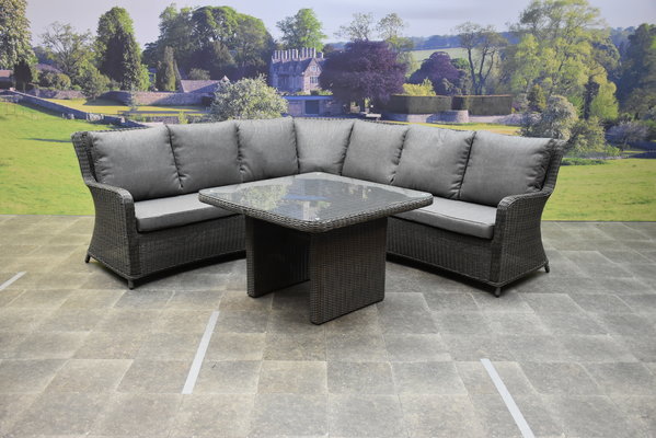 Bilbao premium dining hoek loungeset 6 delig antraciet wicker Bilbao premium dining hoek loungeset 6 delig antraciet wicker