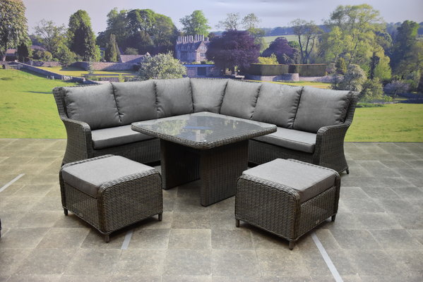 Bilbao premium dining hoek loungeset 6 delig antraciet wicker Bilbao premium dining hoek loungeset 6 delig antraciet wicker