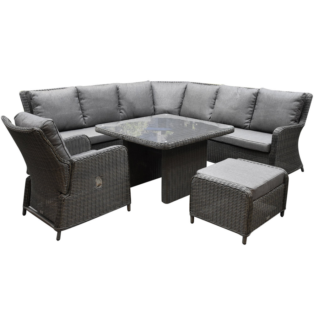 Bilbao premium dining hoek loungeset 6 delig antraciet wicker Bilbao premium dining hoek loungeset 6 delig antraciet wicker