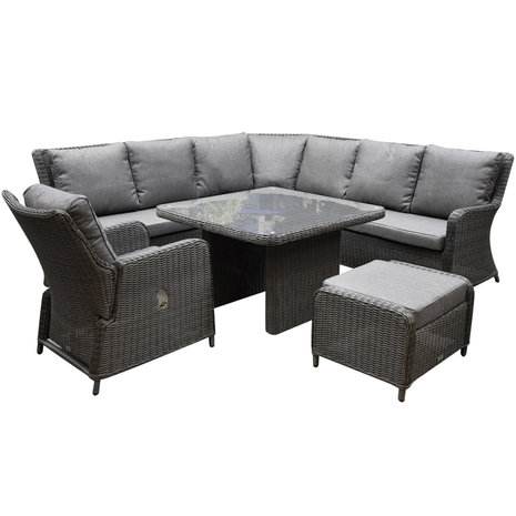 Bilbao premium dining hoek loungeset 6 delig antraciet wicker Bilbao premium dining hoek loungeset 6 delig antraciet wicker