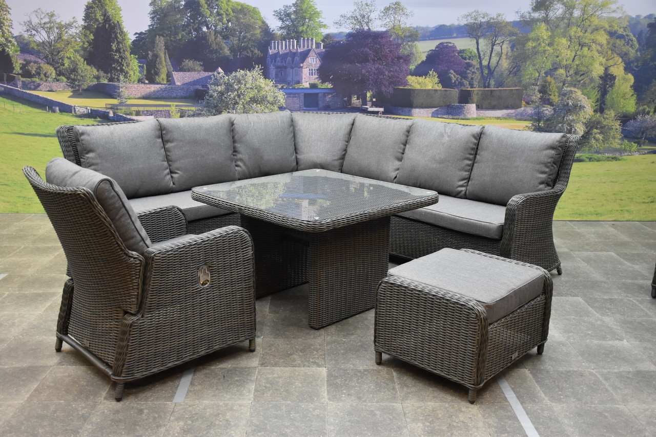 Bilbao premium dining hoek loungeset 6 delig antraciet wicker Bilbao premium dining hoek loungeset 6 delig antraciet wicker