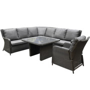 Bilbao premium dining hoek loungeset 5 delig antraciet wicker
