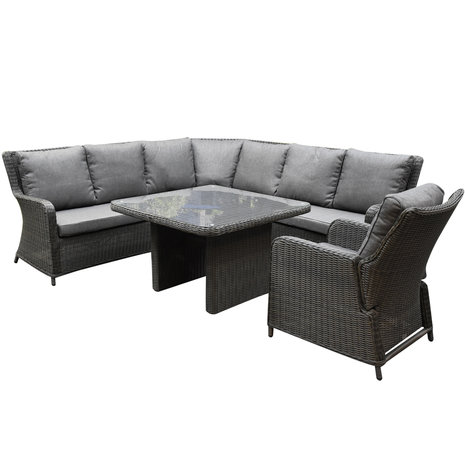 Bilbao premium dining hoek loungeset 5 delig antraciet wicker Bilbao premium dining hoek loungeset 5 delig antraciet wicker