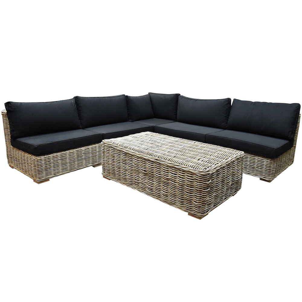 AVH-Collectie Nissah modulair hoek loungeset 6 delig naturel rotan AVH-Collectie Nissah modulair hoek loungeset 6 delig naturel rotan