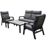 AVH-Collectie Vegas verstelbare stoel bank loungeset 4-delig antraciet aluminium AVH-Collectie Vegas verstelbare stoel bank loungeset 4-delig antraciet aluminium