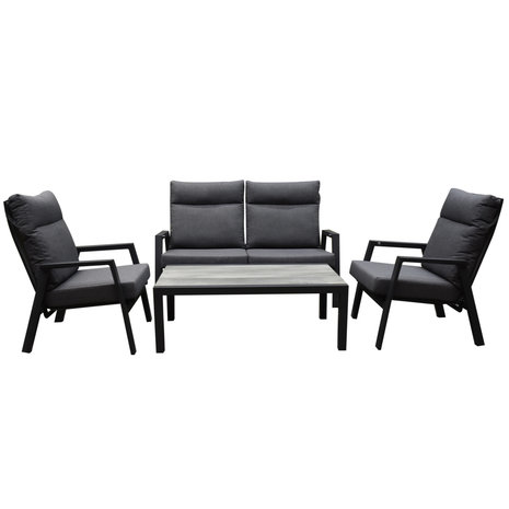 AVH-Collectie Vegas verstelbare stoel bank loungeset 4-delig antraciet aluminium AVH-Collectie Vegas verstelbare stoel bank loungeset 4-delig antraciet aluminium