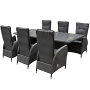 AVH-Collectie Menorca dining tuinset 220x100xH77 cm verstelbaar antraciet