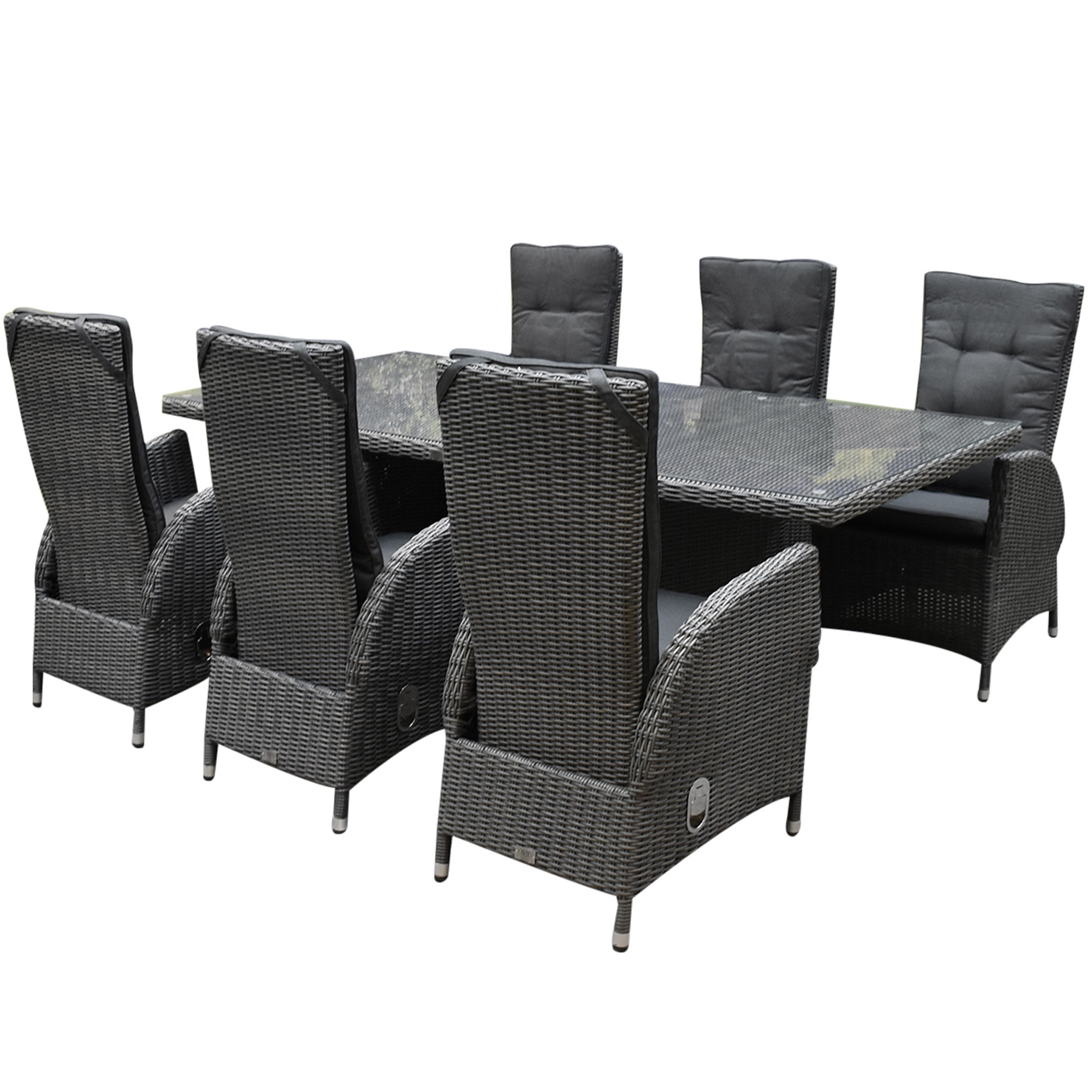 AVH-Collectie Menorca dining tuinset 220x100xH77 cm verstelbaar antraciet