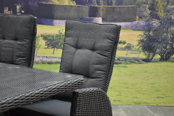 AVH-Collectie Menorca dining tuinset 220x100xH77 cm verstelbaar antraciet