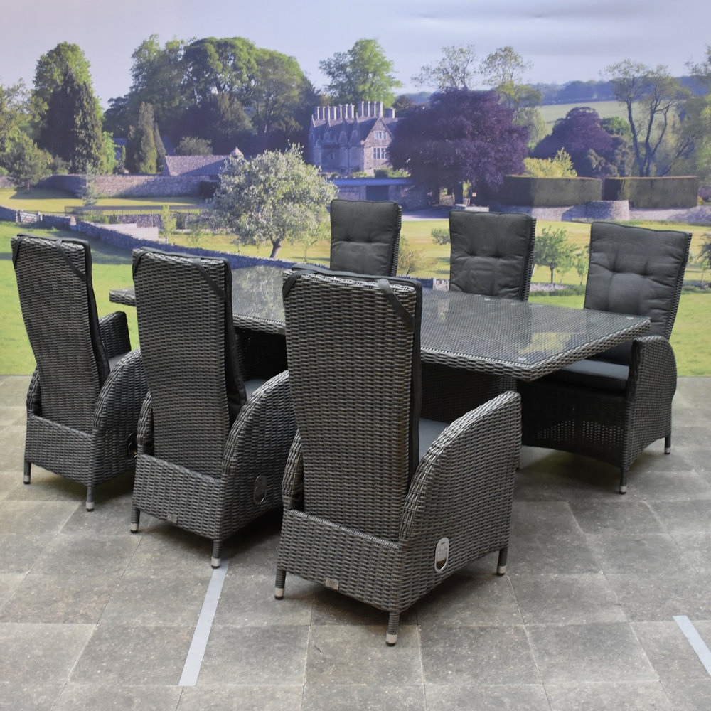 AVH-Collectie Menorca dining tuinset 220x100xH77 cm verstelbaar antraciet