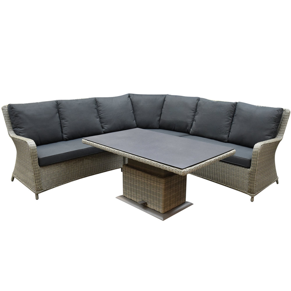 AVH-Collectie Bilbao dining hoek loungeset 8 delig grijs verstelbare tafel AVH-Collectie Bilbao dining hoek loungeset 8 delig grijs verstelbare tafel