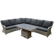 AVH-Collectie Bilbao dining hoek loungeset 5 delig grijs verstelbare tafel