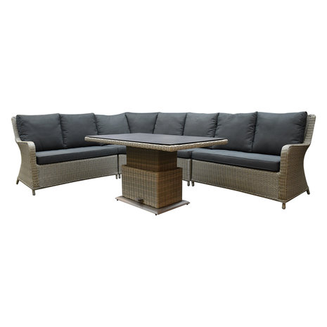 AVH-Collectie Bilbao dining hoek loungeset 5 delig grijs verstelbare tafel AVH-Collectie Bilbao dining hoek loungeset 5 delig grijs verstelbare tafel