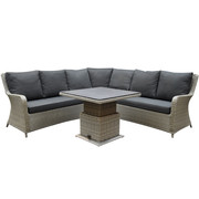 AVH-Collectie Bilbao dining hoek loungeset 4 delig grijs verstelbare tafel vierkant