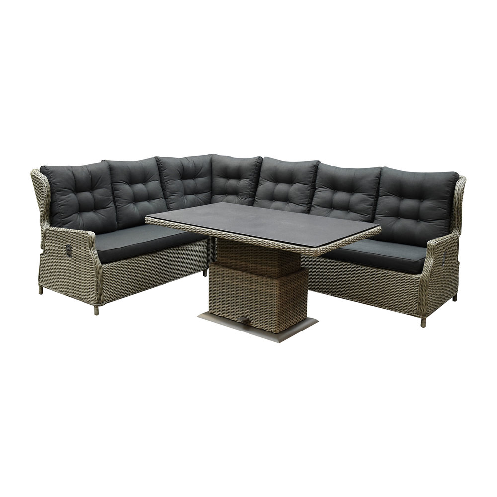 AVH-Collectie Ibiza dining verstelbare hoek loungeset 7 delig grijs met verstelbare tafel AVH-Collectie Ibiza dining verstelbare hoek loungeset 7 delig grijs met verstelbare tafel