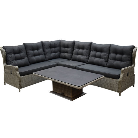 AVH-Collectie Ibiza dining verstelbare hoek loungeset 5 delig grijs met verstelbare tafel AVH-Collectie Ibiza dining verstelbare hoek loungeset 5 delig grijs met verstelbare tafel