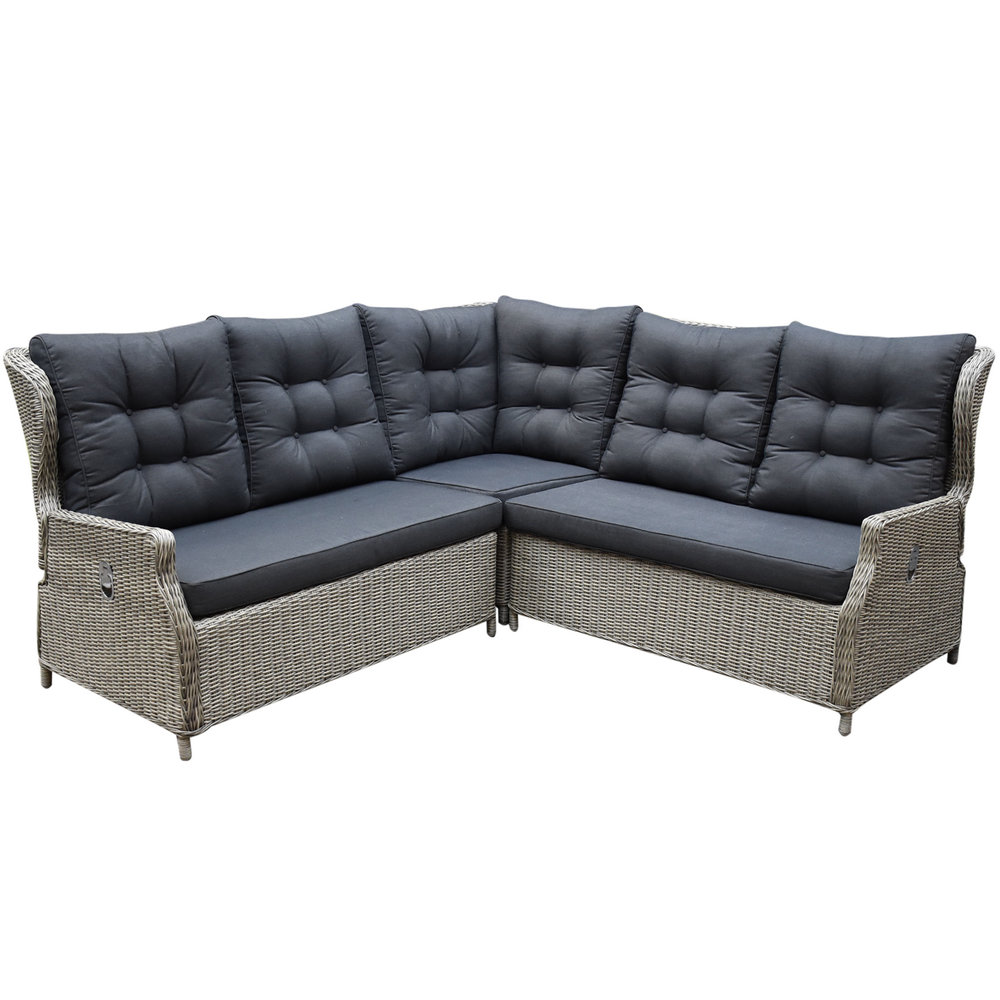 AVH-Collectie Ibiza dining verstelbare hoek loungeset 4 delig grijs met verstelbare tafel vierkant AVH-Collectie Ibiza dining verstelbare hoek loungeset 4 delig grijs met verstelbare tafel vierkant