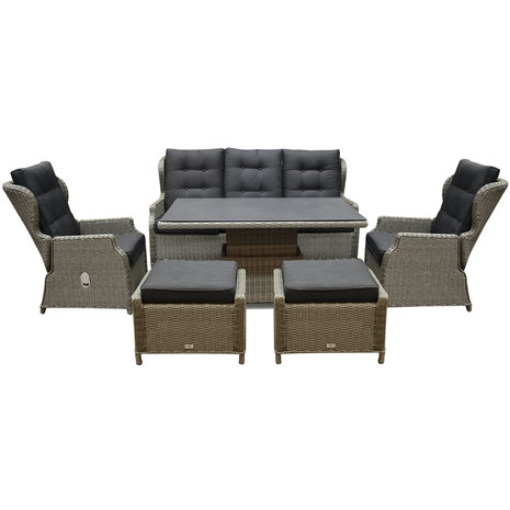 AVH-Collectie Ibiza stoel bank dining loungeset 6 delig grijs met verstelbare tafel AVH-Collectie Ibiza stoel bank dining loungeset 6 delig grijs met verstelbare tafel