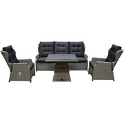 AVH-Collectie Ibiza stoel bank dining loungeset 4 delig grijs met verstelbare tafel