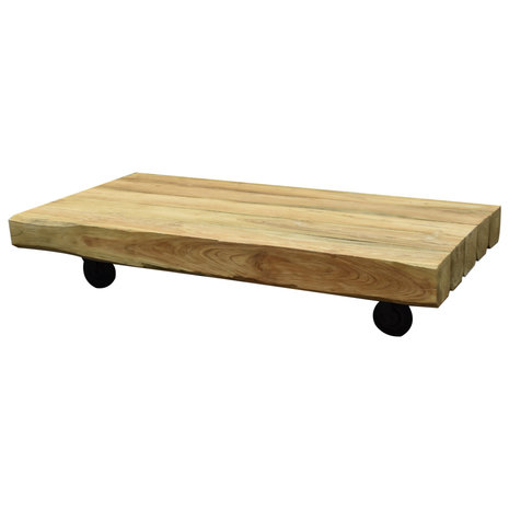 AVH-Collectie Sabuga lounge tuintafel 150x75 cm teak bielzen met zwenkwielen. AVH-Collectie Sabuga lounge tuintafel 150x75 cm teak bielzen met zwenkwielen.