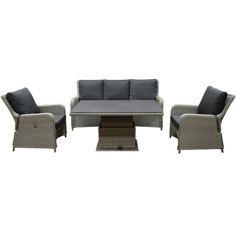 AVH-Collectie Bilbao stoel bank dining loungeset 4 delig grijs verstelbare tafel AVH-Collectie Bilbao stoel bank dining loungeset 4 delig grijs verstelbare tafel