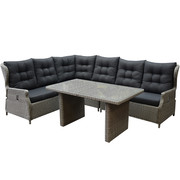 AVH-Collectie Ibiza hoek dining loungeset 5-delig verstelbaar grijs