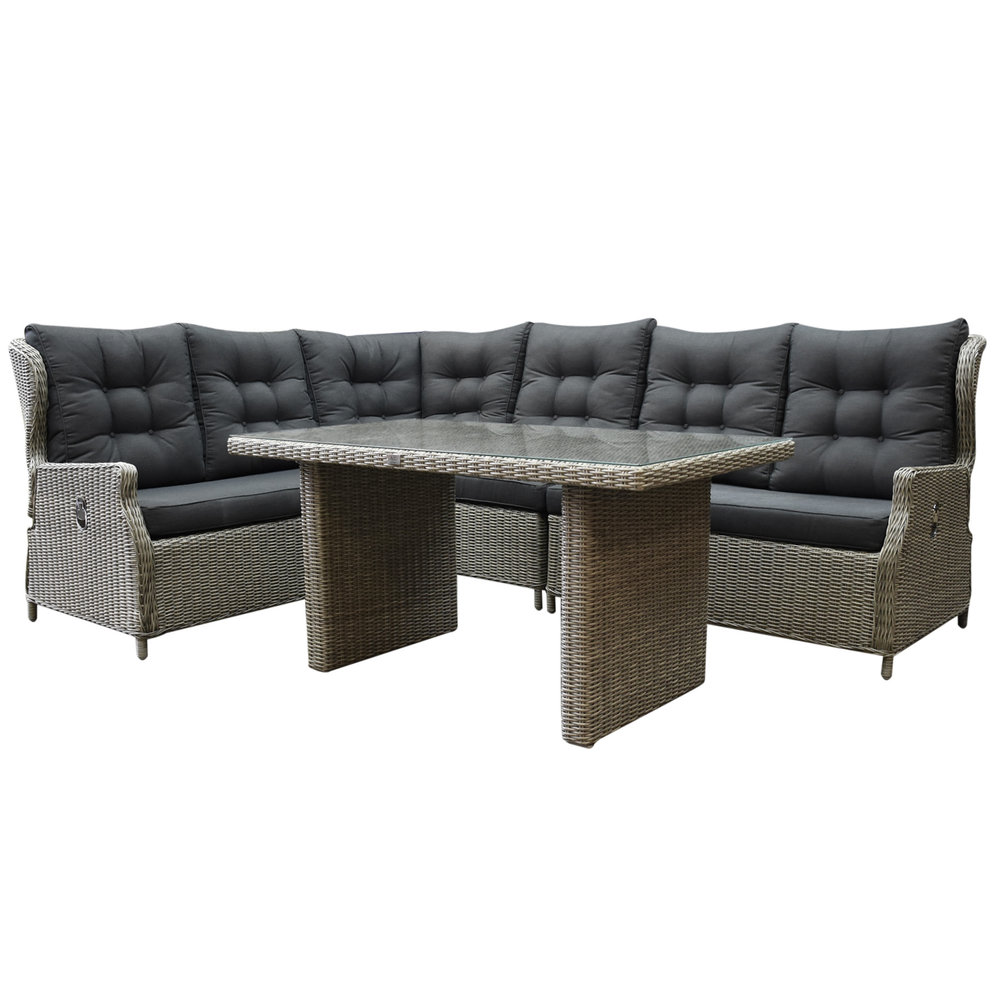 AVH-Collectie Ibiza hoek dining loungeset 5-delig verstelbaar grijs AVH-Collectie Ibiza hoek dining loungeset 5-delig verstelbaar grijs