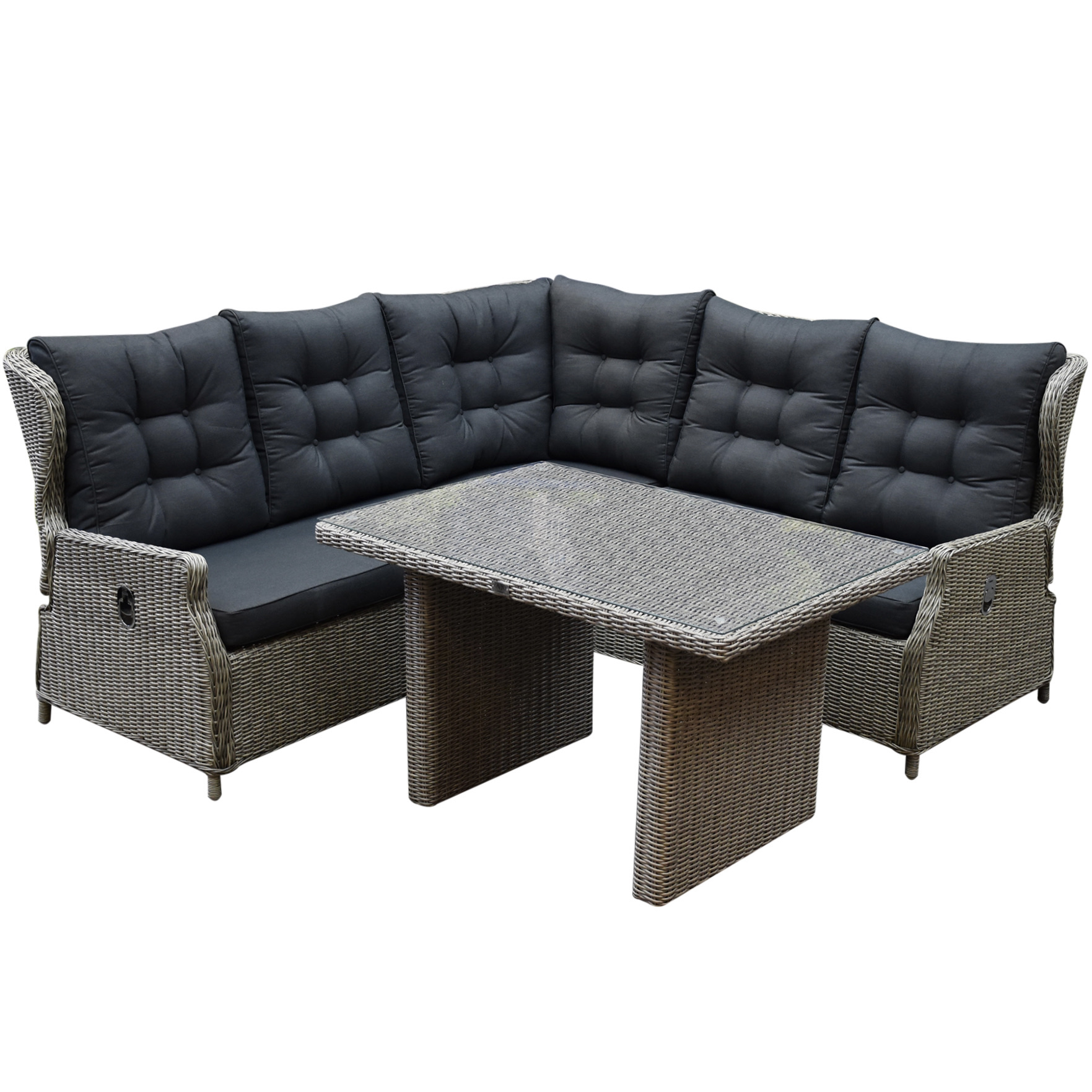 hoek loungeset 4-delig verstelbaar grijs 120cm tafel - AVH Outdoor Tuinmeubelen