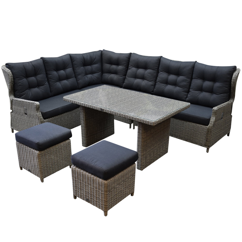 AVH-Collectie Ibiza hoek dining loungeset 7-delig verstelbaar grijs AVH-Collectie Ibiza hoek dining loungeset 7-delig verstelbaar grijs